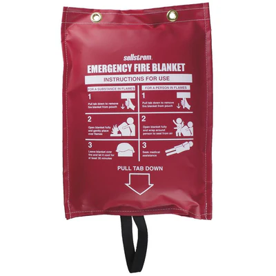 Sellstrom 5' x 6' (18 oz.) Fiberglass Fire Blanket in Red Vinyl Hanging Pouch w/ Handle part no: 97450