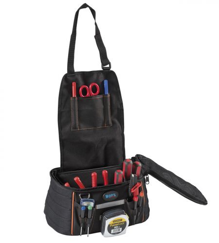 Adjustable tool bumbag with folding bib