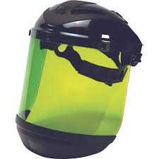[SELLSTROM.31201] Sellstrom Black Crown/Chin Guard w/ Universal Slot Adapter, 8" x 15" x .060 Polycarbonate 9.9 Cal Anti-Fog Window. Hard Hat not Included. part no: 31201